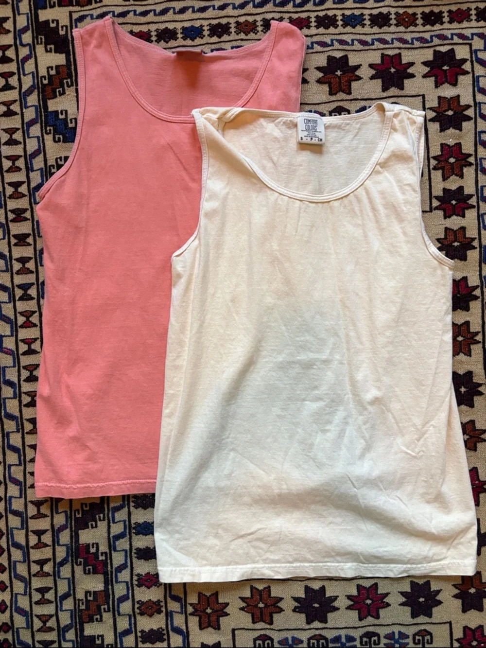 Comfort Colors Coral-Peach and Cream Sleeveless Tanks - Picture 1 of 4
